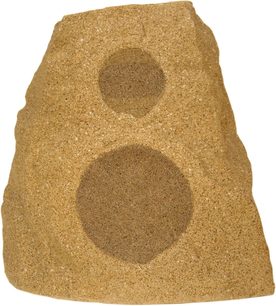 Зовнішня акустична система Klipsch AWR-650-SM Sandstone, форма скелі, кругла решітка, бежева зерниста текстура
