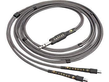 Câble casque Cardas Clear Headphone 2m, gaine textile tressée noir et blanc, jack 6,35 mm et double connecteur L/R