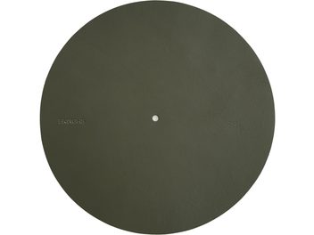 Kruhový podnos Bringhs v zrnitém khaki, pohled shora, texturovaný povrch, centrální otvor, reliéfní nápis Bringhs