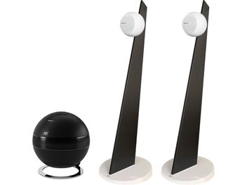 Cabasse paket iO3 v mat beli barvi na črnem stojalu + The Pearl SUB v mat črni barvi