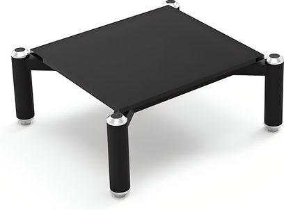 Ekstra hylde Norstone Design Spider II sort, rektangulær, 4 cylindriske sølvfarvede ben i hjørnerne
