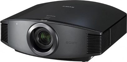 Sony VPL-VW85 sort videoprojektor, kompakt, centreret linse, ventilationsgitre, knapper på toppen