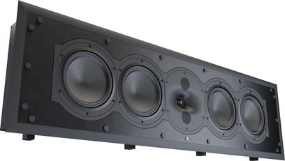 Indbygget væghøjttaler Perlisten R7i-C, sort, børstet metalpanel, fire woofere omkring en central diskant