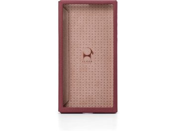 PD10 için bordo Astell&Kern kılıf, desenli bej astarlı ve Alran France ibareli iç görünüm
