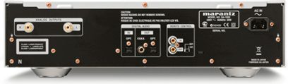 Marantz SA-15S2 CD-afspiller sølv, set bagfra, analog og digital lydtilslutning, tænd/sluk-knap