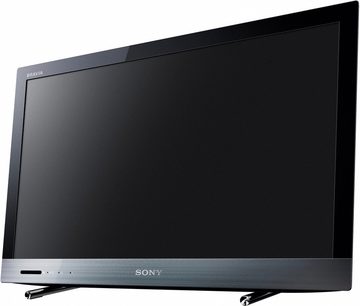 Televisore Sony KDL-26EX320 a schermo piatto nero, vista frontale, spento, con logo "SONY" e "BRAVIA" sulla cornice inferiore