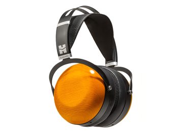 Hifiman Sundara Closed-Back hifi hoofdtelefoon, matzwarte metalen behuizing, gesloten ronde oorschelpen, lederen oorkussens, lichthouten drivers