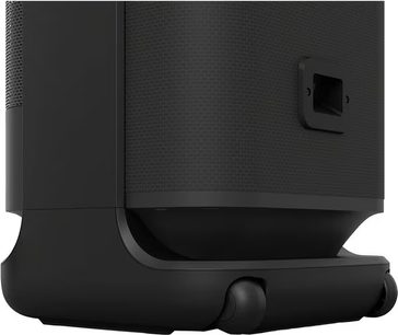 Prenosný bluetooth reproduktor Sony ULT TOWER 10, pohľad z boku, textúrovaný povrch, základňa s kolieskami, obdĺžniková rukoväť