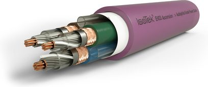 Napájecí kabel IsoTek EVO3 Ascension 2 m fialový s kovovými konektory a průhledným opletem odhalujícím vnitřní vodiče