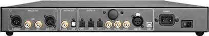 Atoll Electronique DAC200 Signature sort audio DAC-konverter, bagside, analog og digital lydtilslutning