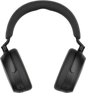 Sennheiser Momentum 4 Wireless sort circumaural hovedtelefon, set forfra, hovedbøjle og ørepuder i sort imiteret læder