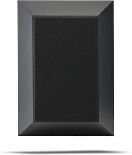 Přední pohled na reprosoustavu Focal Theva Surround v černé barvě, černý matný obdélníkový kryt, černá mřížka