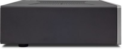 Stereo-Hi-Fi-Verstärker Cambridge Audio CXA81 MkII Silber, Seitenansicht, rechteckiges schwarzes Gehäuse mit silberner Front