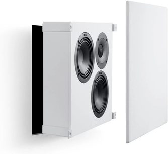 Inbouw wandluidspreker Canton Atelier InWall 3 mat wit, drie ronde luidsprekers, afneembaar wit frontrooster