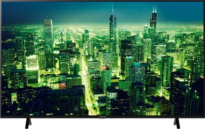 Panasonic TX-55LX700E-tv, der viser en oplyst by om natten, skyskrabere, boulevard, 16:9-skærm