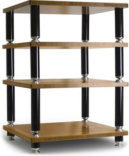 Hi-Fi мебел Norstone Design Stäbbl HIFI бамбук, 4 правоъгълни рафта от бамбук, 8 черни цилиндрични крака