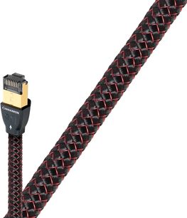 Ethernet-nätverkskabel RJ45 Audioquest RJ/E Cinnamon 1,5m, röd och svart flätad mantel, förgylld RJ45-kontakt