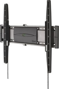 Vogel's EFW 8206 sort vægbeslag i sort metal, set forfra, med foldede bevægelige arme, synligt monteringssystem og kabler