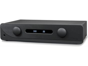 Предусилител Atoll Electronique PR300 Evolution черен, преден изглед, 2 кръгли бутона, централно табло с надпис "DVD 26"