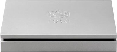 High-fidelity Rose RSA780 light gray CD player, front view with slight downward angle, Rose logo engraved on top lid