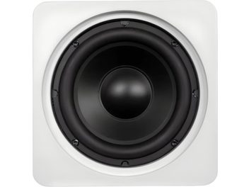 Velodyne Deep blue 8 subwoofer hvid set forfra med sort højttaler på hvid firkantet front