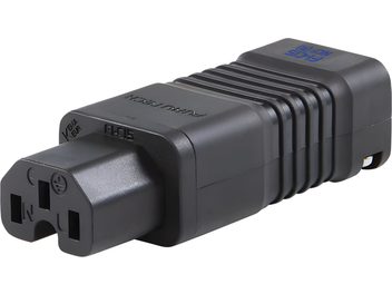 Адаптер живлення Furutech FI-C15 NCF (R) чорний пластиковий, рифлений корпус, розетка IEC (female), вигляд під кутом