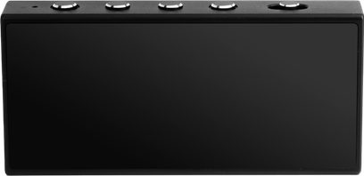 Convertor audio DAC portabil Questyle M18i negru, fațadă netedă, butoane rotunde argintii aliniate în partea de sus