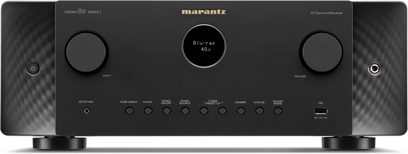 Marantz Cinema 60 DAB Serie 2 hjemmebiografforstærker i sort, set forfra med cirkulær skærm og to drejeknapper