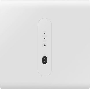 Barra audio Samsung HW-S801B bianca, vista frontale, con pulsanti di controllo e spie luminose sulla parte superiore
