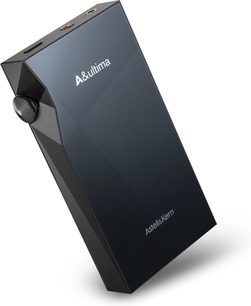 Audiophile grotuvas Astell&Kern SP3000M, matomas iš kampo, juodas korpusas, šoninis ratukinis mygtukas, 2 garso lizdai viršuje