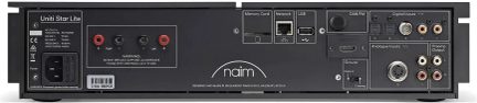 Bagside af Naim Uniti Star Lite-netværksforstærkeren med USB- og netværkslydindgange samt højttalerterminaler