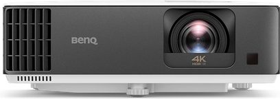 Benq TK700ST gråt videoprojektorsystem, 4K HDR, kompakt, kantet, forskudt objektiv, knapper på toppen, tilslutninger på siden
