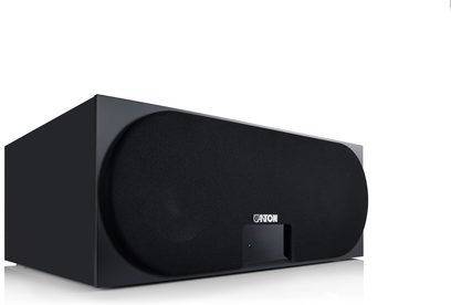 Diffusore Canton Smart GLE 5 S2 nero rettangolare con griglia frontale arrotondata, logo centrale e LED verde visto di tre quarti