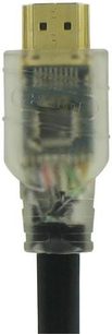 HDMI-kabel Connect Research CV1025PA 25 m, forgyldt HDMI-stik, gennemsigtig kappe der viser farvede, snoede ledninger
