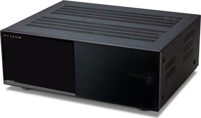 Πολυκάναλος ενισχυτής ισχύος Anthem MCA 325 GEN 2 μαύρο χρώμα, μπροστινή όψη, μαύρη πρόσοψη με γρίλια, δύο κουμπιά και μια οθόνη