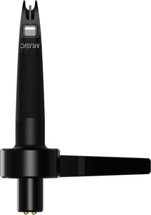 Bunka pro gramofonové rameno Ortofon Concorde Music Black, pohled zepředu, černé tělo, bílý nápis "MUSIC"