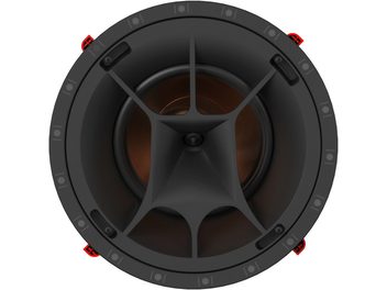 Diffusore da incasso a soffitto Klipsch PRO-180-RPC LCR nero, tweeter conico centrale, punti di fissaggio rossi