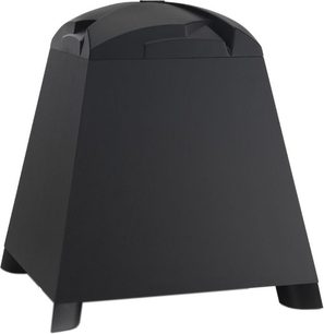 Trapezformet, matblankt JBL Studio 150P baskabinettet, med cirkulær højttaler under sort gitter, 4 fødder