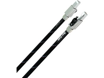 Ethernet RJ45 Network Cable Real Cable Eight Stream 1m with silver metallic connectors and black braided sheath adorned with patterns