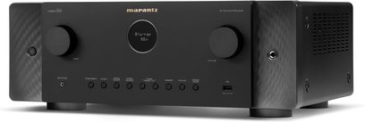 Marantz Cinema 60 DAB fekete otthoni mozierősítő, előlapi nézet, gombok, csatlakozók, LCD kijelző, matt fekete felület