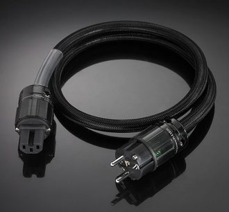 Cavo di alimentazione nero Real Cable Chambord da 1m con connettori IEC e Schuko, guaina intrecciata spessa