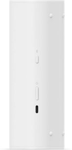 Cassa Bluetooth Sonos Roam 2 bianca, vista frontale, pulsanti Bluetooth e alimentazione, porta USB-C, superficie liscia, angoli arrotondati