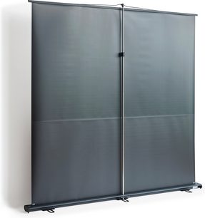 Draagbaar projectiescherm Projeo PullUP HD 80 donkergrijs op standaard met dubbel verticaal uitrolbaar paneel
