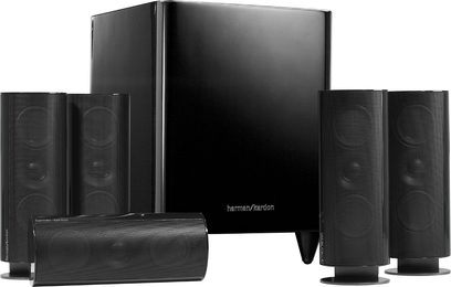 Sada kompaktních reproduktorů Harman Kardon HKTS 60 černá: 4 satelitní reproduktory, 1 centrální reproduktor, 1 subwoofer