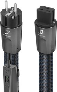 Cable de alimentación eléctrica con conectores IEC-C19 y enchufe europeo, funda trenzada negra y azul, módulo 72V DBS integrado