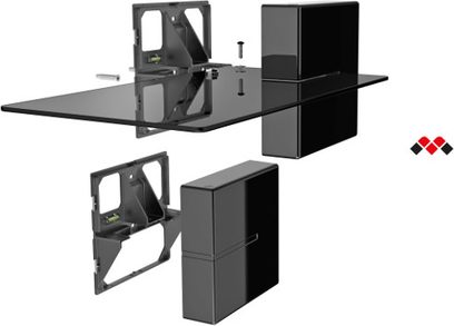 Meliconi Ghost Cubes Shelf must, 2 virnastatavat kuupkasti klaasriiuliga, seinale kinnitatav, matt must viimistlus