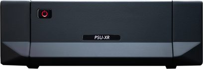 Cyrus PSU-XR sort HI-FI-strømforsyning, kompakt, rektangulær, rund knap med rød LED, hvid inskription