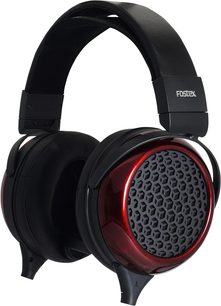 Hi-fi hoofdtelefoon Fostex TH-919, circum-aural, zwart, rode oorschelpen met honingraatrooster, gewatteerde hoofdband