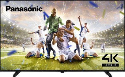 Panasonic TX-55MX610E 55" Ultra HD 4K-tv med nærbillede af et fodboldhold, der fejrer på en bane