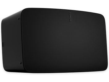 Altavoz Sonos Five negro mate, vista frontal, forma rectangular con esquinas redondeadas, rejilla negra en toda la superficie delantera
